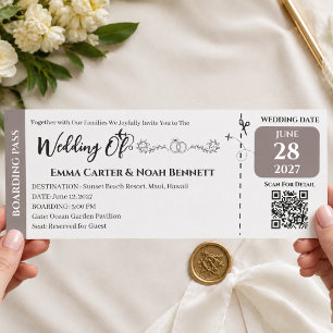 Minimalist Qr Code Black White Wedding Invitation Raffle Tickets