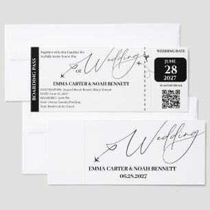 Minimalist Qr Code Black White Wedding Invitation Raffle Tickets