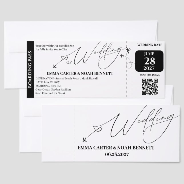 Minimalist Qr Code Black White Wedding Invitation Raffle Tickets (Front/Back)