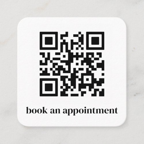Minimalist QR Code Book Appointment Square Business Card