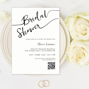 Minimalist QR Code Bridal Shower Invitation