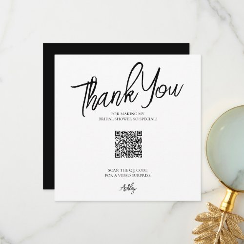 Minimalist QR Code Bridal Shower Thank You Card