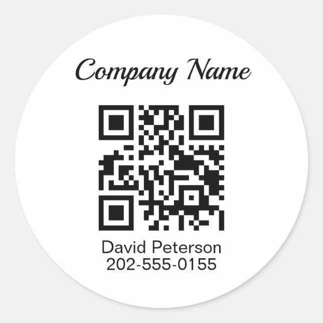 Minimalist QR Code Business Classic Round Sticker (Front)
