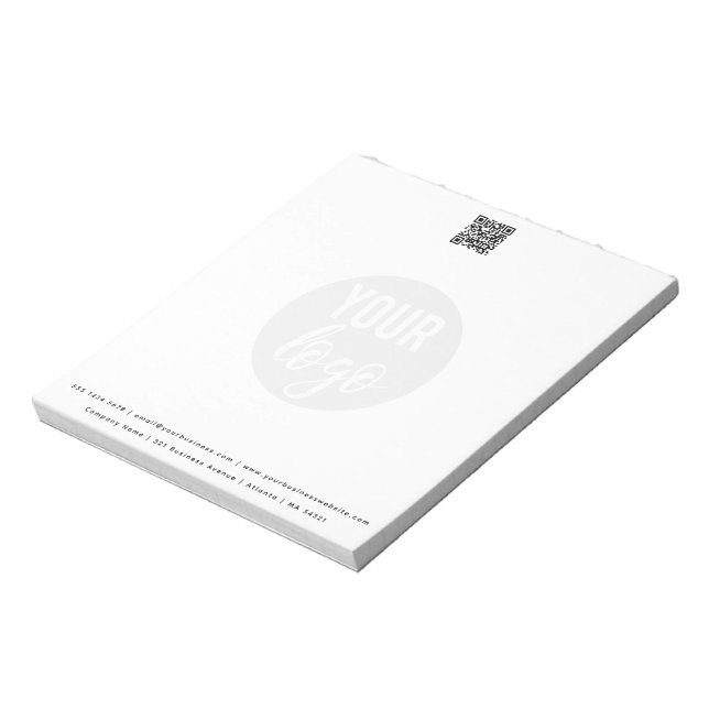 Minimalist QR Code Business Logo Contact Details Notepad (Rotated)