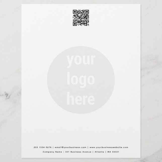 Minimalist QR Code Business Logo Letterhead (Front)