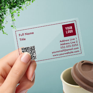 Minimalist QR Code Business Logo Transparent Clear Business Cards