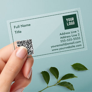 Minimalist QR Code Business Logo Transparent Clear Business Cards