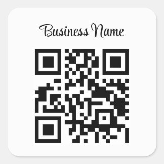 Minimalist Qr Code Business Name Square Sticker