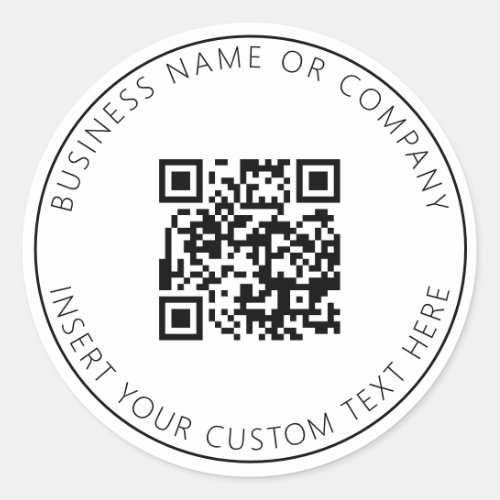 Minimalist QR Code Business White Simple Classic Round Sticker