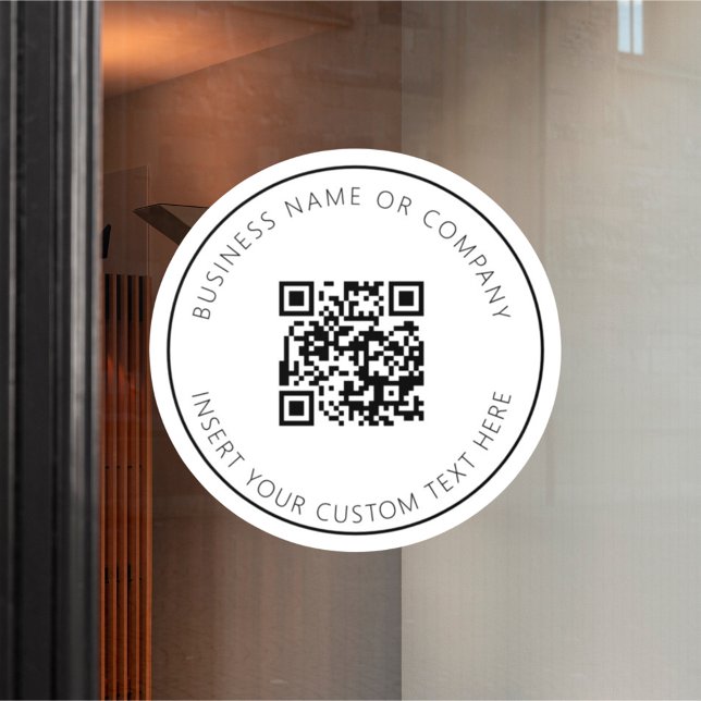Minimalist QR Code Business White Simple Window Cling (Creator Uploaded)