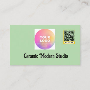 Minimalist QR Code Ceramic Store Business Card