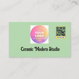 Minimalist QR Code Ceramic Store Business Card