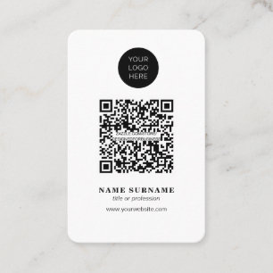 Minimalist-QR code-clean simple black and white Business Card