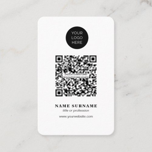 Minimalist_QR code_clean simple black and white Business Card
