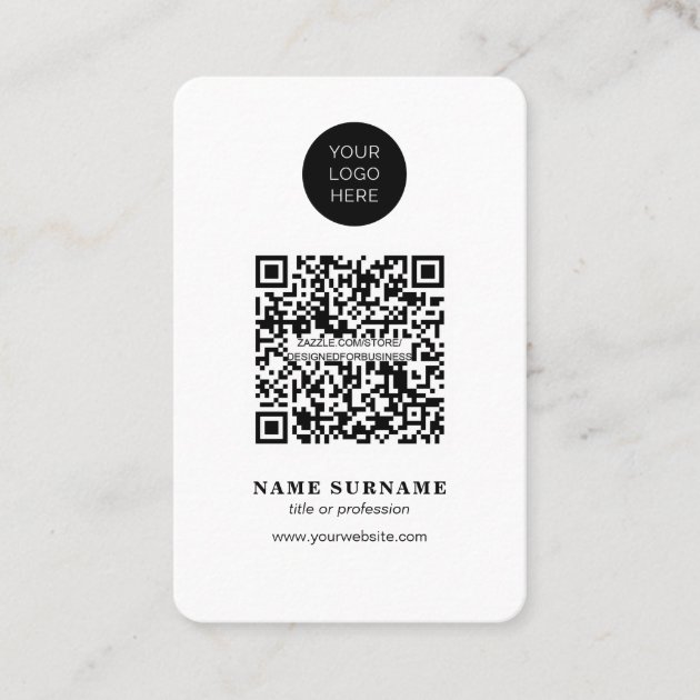 Minimalist-QR Code-clean Simple Black And White Business Card | Zazzle