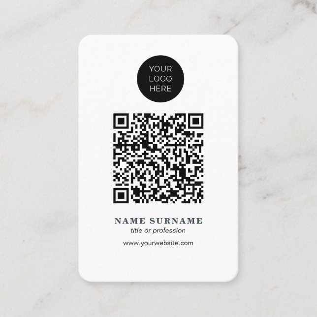 Minimalist-QR code-clean simple professional Business Card (Front)