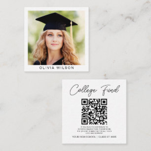 Minimalist QR Code College Fund Graduation Photo Enclosure Card