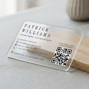 Minimalist QR Code Contact Icons Corporate Plastic Clear Business Cards