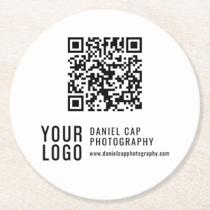 Minimalist QR Code Custom Logo Business Coasters