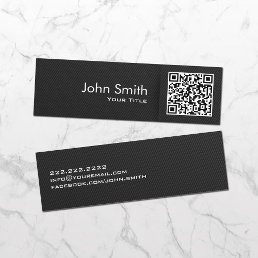 Minimalist QR Code Elegant Black Mini Business Card
