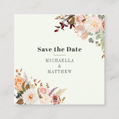 Minimalist QR Code Floral Save the Date Card