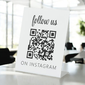 Minimalist QR Code Follow Us on Instagram Pedestal Sign