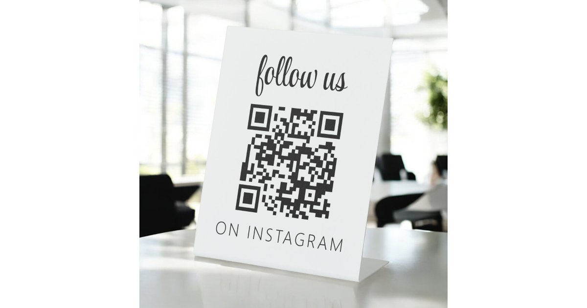Minimalist QR Code Follow Us on Instagram Pedestal Sign | Zazzle