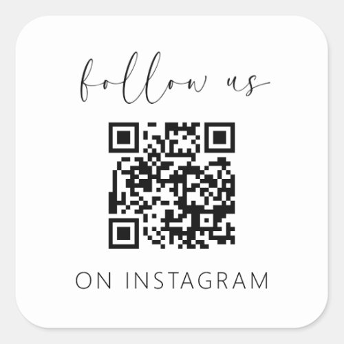 Minimalist QR Code Follow Us on Instagram Square Sticker