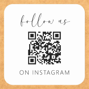 Minimalist QR Code Follow Us on Instagram Square Sticker
