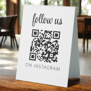 Minimalist QR Code Follow Us on Instagram Table Tent