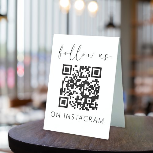 Minimalist QR Code Follow Us on Instagram Table Tent Sign