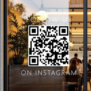 Minimalist QR Code Follow Us on Instagram Window Cling