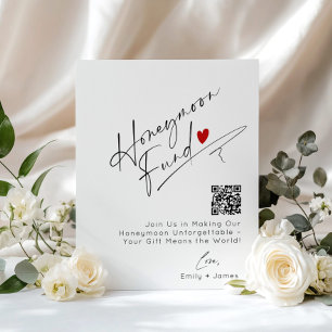 Minimalist QR Code Honeymoon Funds Wedding Poster