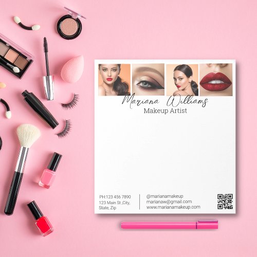 minimalist qr code makeup artist 4 photos white notepad