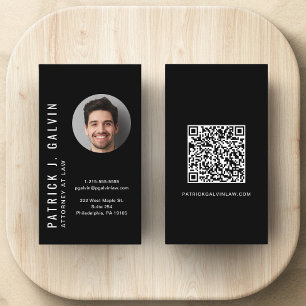 Minimalist QR Code Photo Professional Black Business Card