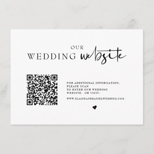 Minimalist QR Code Photo Wedding Details Enclosure Card | Zazzle