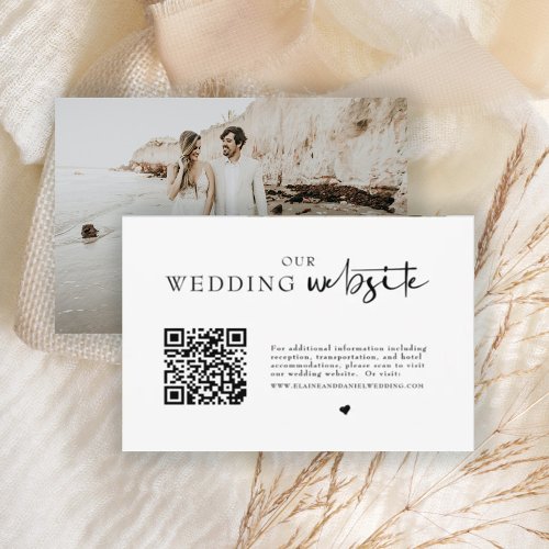 Minimalist QR Code Photo Wedding Details  Enclosure Card