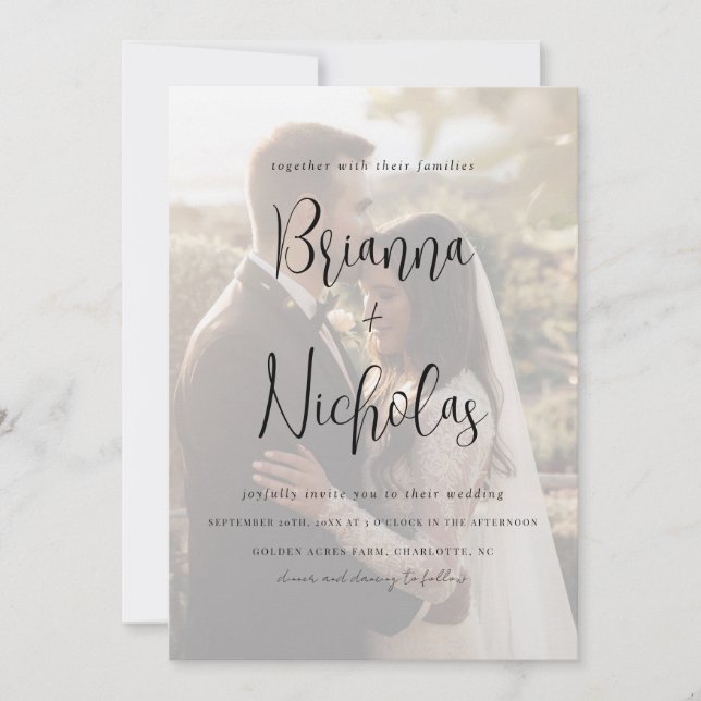 Minimalist QR Code Photo Wedding Invitation (Front)