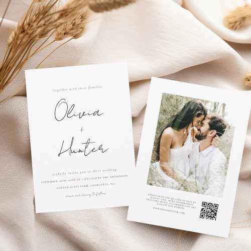 Minimalist QR Code Photo Wedding Invitation