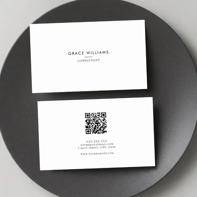 Minimalist QR Code Professional Business Card | Zazzle