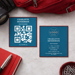 Minimalist QR Code Professional Design Square Business Card