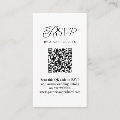 Minimalist QR Code RSVP Scan to Reply Enclosure Card
