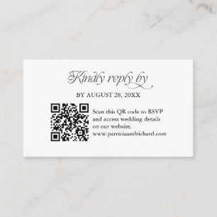 Minimalist QR Code RSVP Scan to Reply Enclosure Card