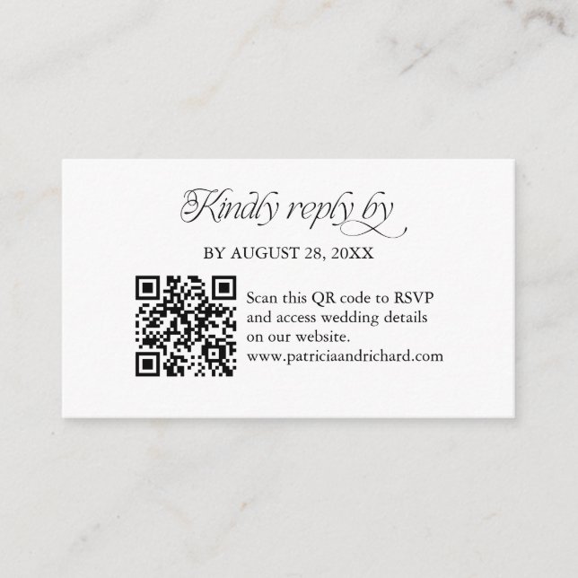 Minimalist QR Code RSVP Scan to Reply Enclosure Card (Front)