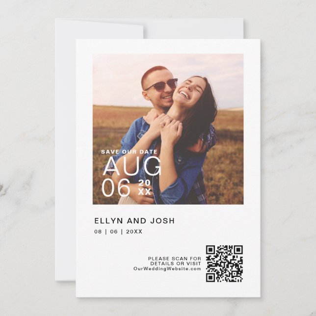 Minimalist QR Code Save The Date  Invitation (Front)