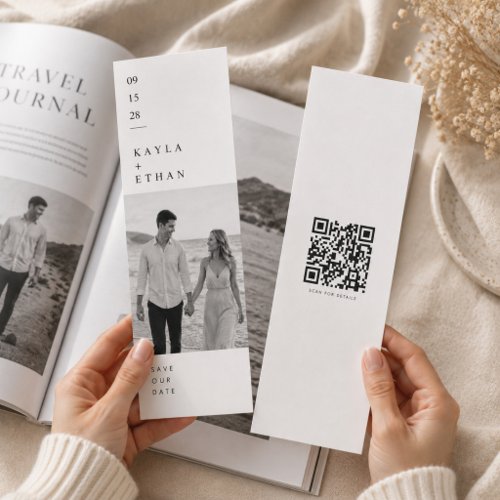 Minimalist QR Code Save the Date Wedding Card. Bookmarks
