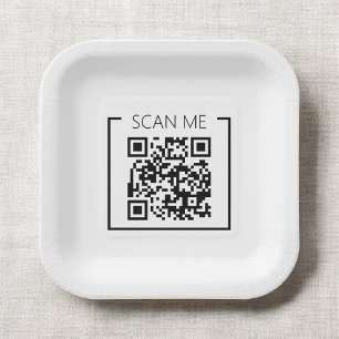 Minimalist QR Code Scan Me Business Paper Plates