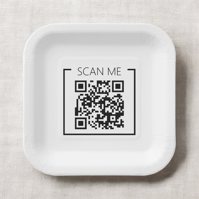 Minimalist QR Code Scan Me Business Paper Plates (Creator Uploaded)