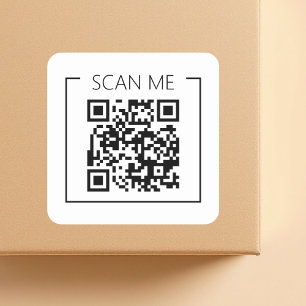 Minimalist QR Code Scan Me Business Square Sticker