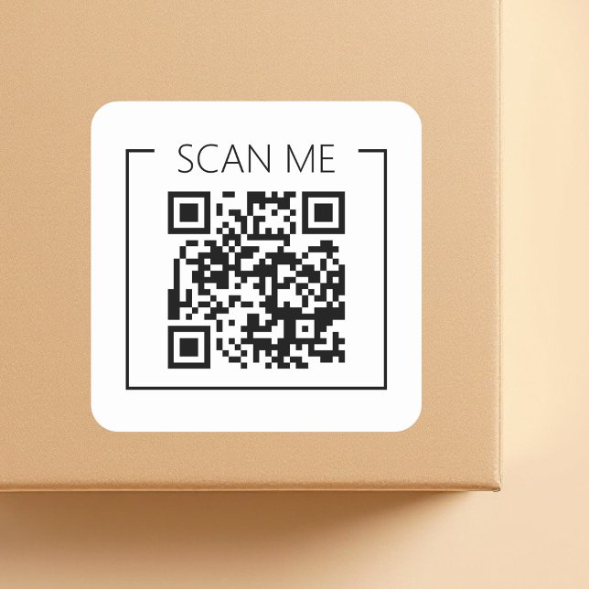 Minimalist QR Code Scan Me Business Square Sticker (Creator Uploaded)
